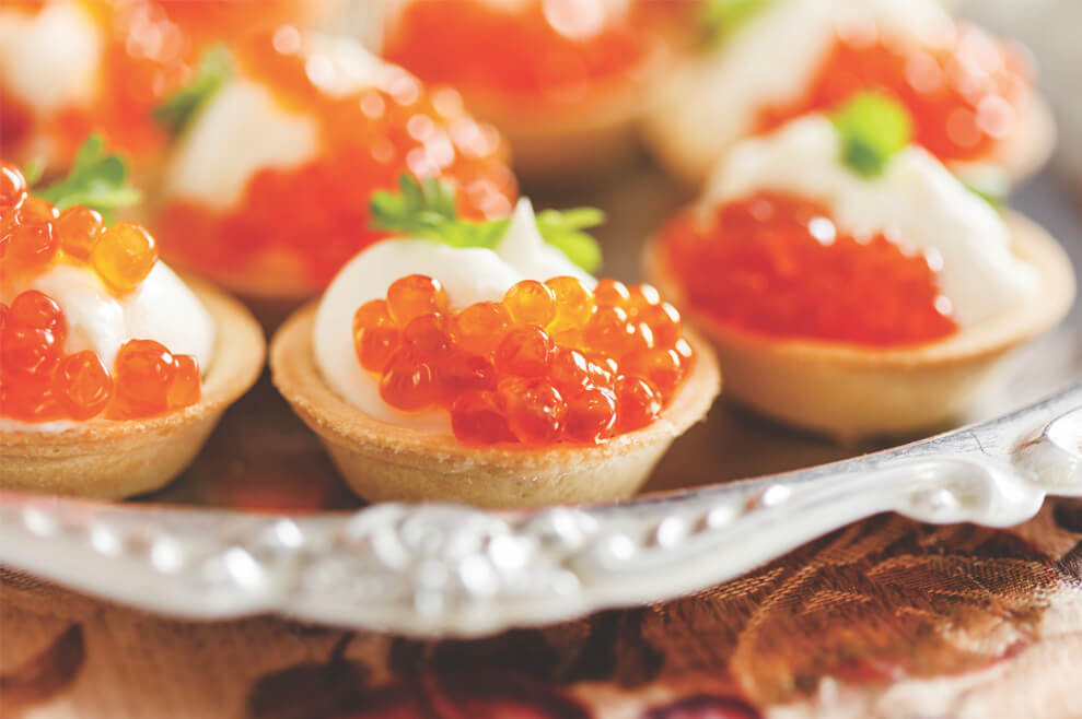 Tartlets mit Lachskaviar und Creme