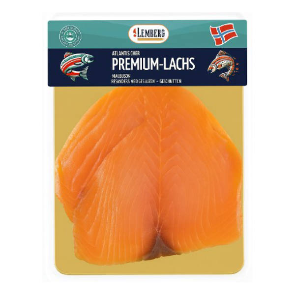 Norwegian salmon, lightly salted, sliced, 100g